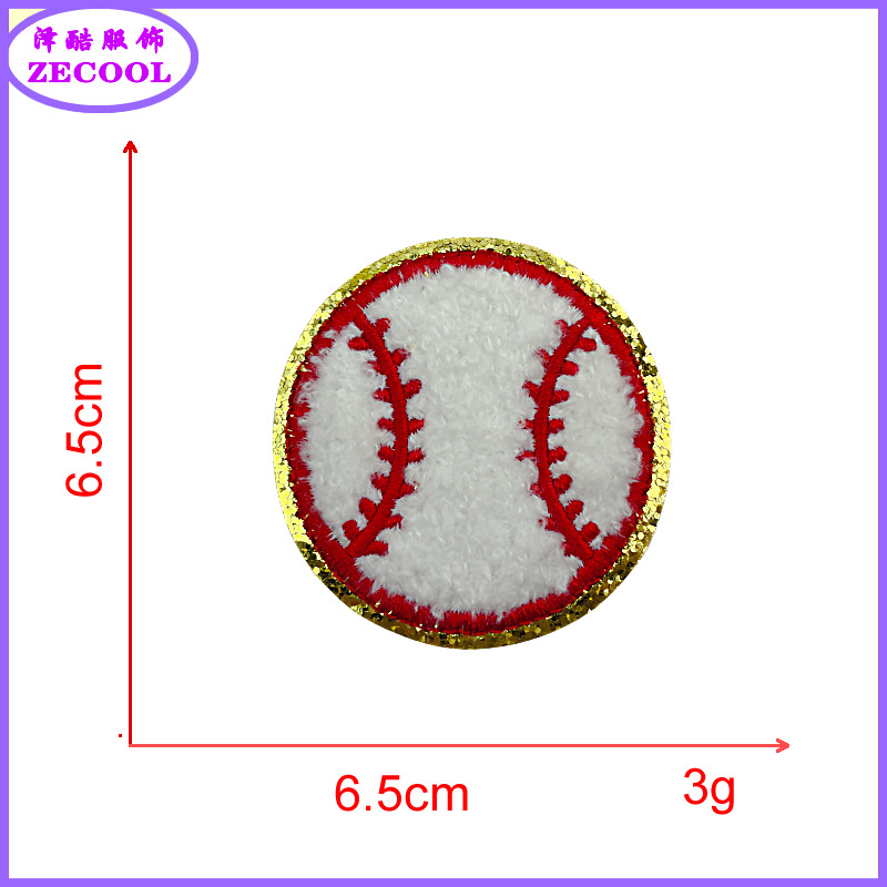 그릿 바닥 * 흰색 * 야구 야구 * 높이 6.5cm * 혼합 자수