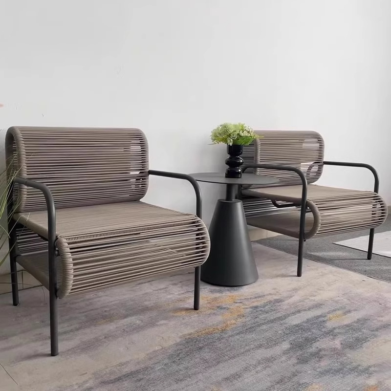 Sofá de vid al aire libre mesas de té para una persona mesas y sillas al aire libre protección solar ocio jardín patio comunidad asiento de café
