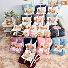 跨境双层羊羔绒毛毯纯色加厚复合毯法莱绒秋冬季毯子批发加厚保暖