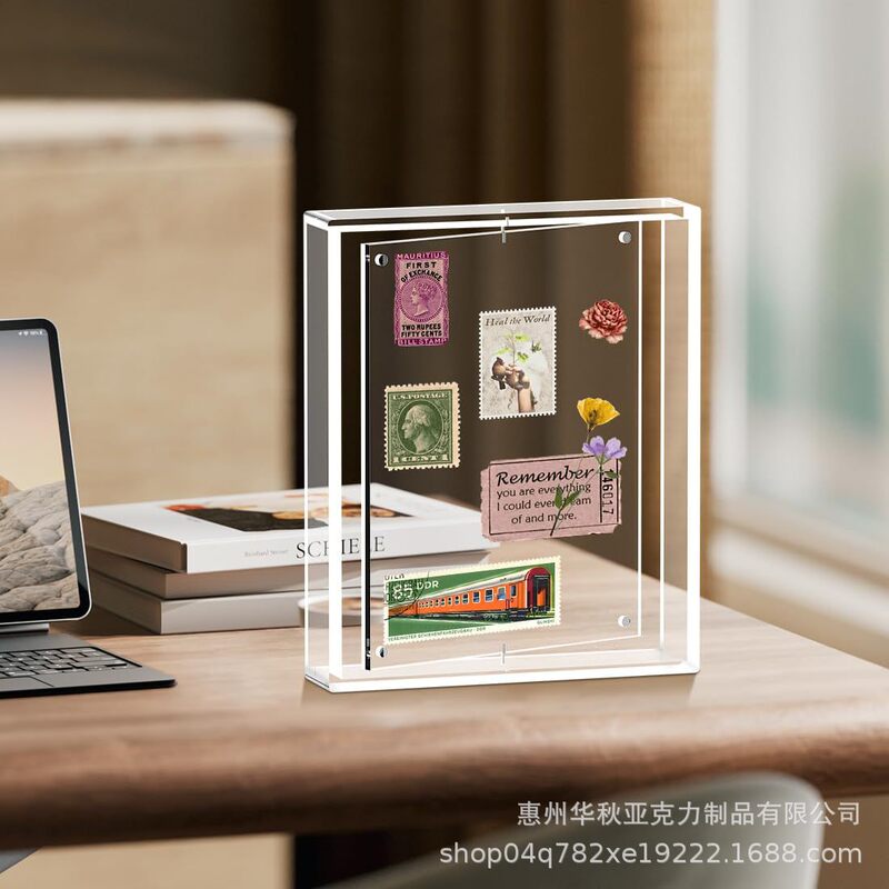 Cross-Border Hot Selling Acrylic Photo Frame 8X10 Rotating Magnetic Photo Frame Desktop Decorative Picture Frame Commemorative Certificate Display Frame