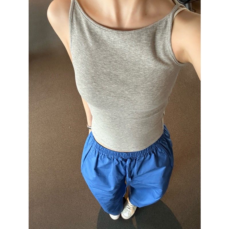 Boat Neck Tank Top Slimming Off-Shoulder Casual Simple Fitted Short Base Shirt for Women Sweet and Spicy Versatile Top Boat Neck Tank Top Slimming Off-Shoulder Casual Simple Fitted Short Base Shirt for Women Sweet and Spicy Versatile Top