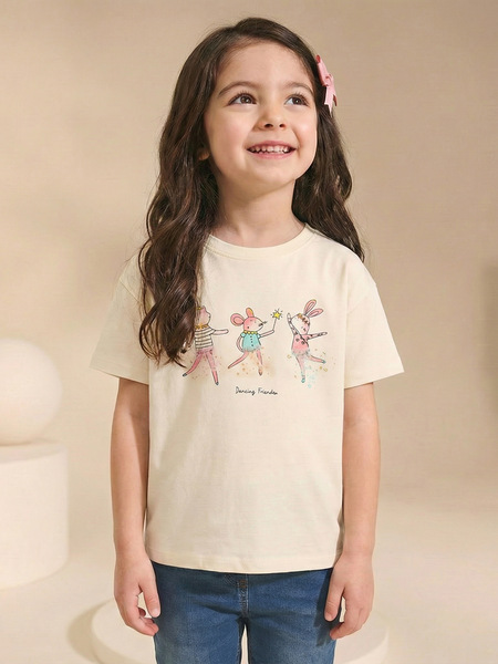 Summer children's short sleeve T-shirt with a round collar