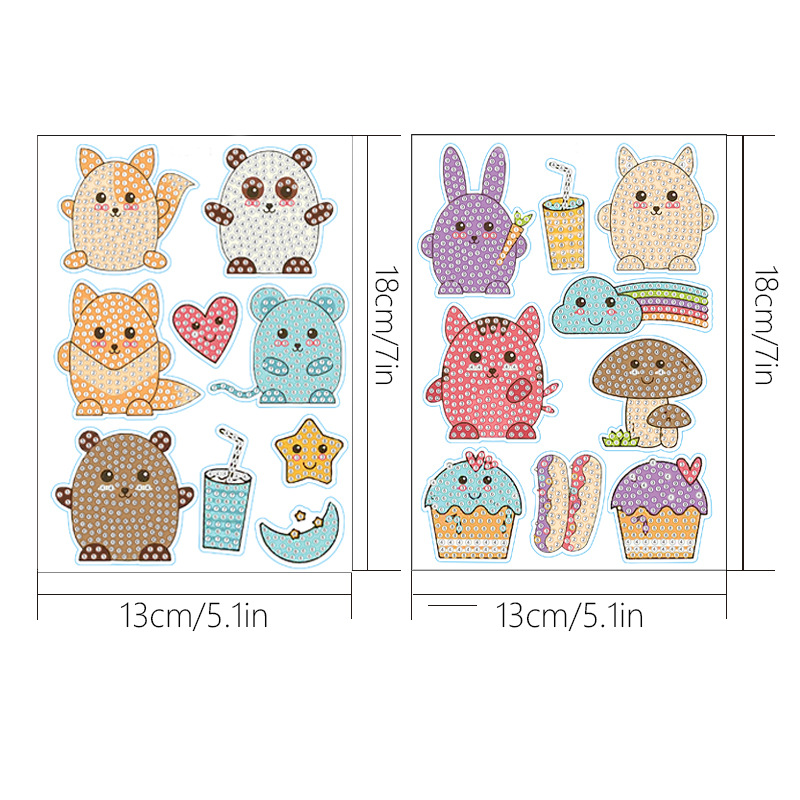 Venta caliente personaje de dibujos animados diamante pintura libre pegatinas DIY pegatinas de pared de ladrillo niños pegatinas hechas a mano redondo diamante