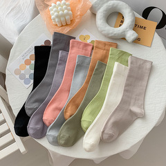 Women's Autumn Thin Versatile Mid-Calf Korean Style Ins Japanese Candy Color High Rose Mouth Female Student Cotton Socks