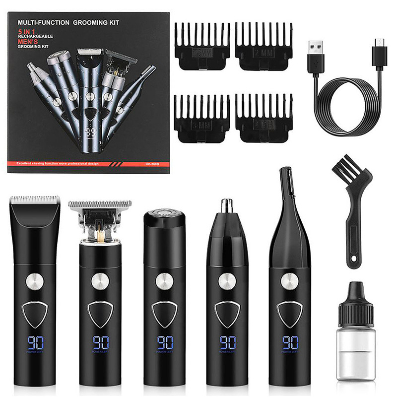 Hot-Selling 5-in-1 Men's Multifunctional Hair Clipper, Nose Hair Trimmer, Razor, Eyebrow Trimmer Set, Electric Clipper