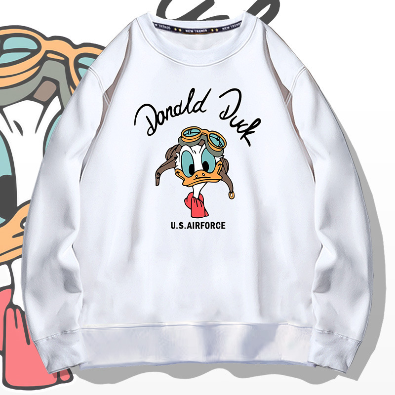 Donald Duck Duck air force round neck pullover sweater men's and women's autumn youth fashion brand loose drop shoulder long sleeve coat Donald Duck Duck air force round neck pullover sweater men's and women's autumn youth fashion brand loose drop shoulder long sleeve coat