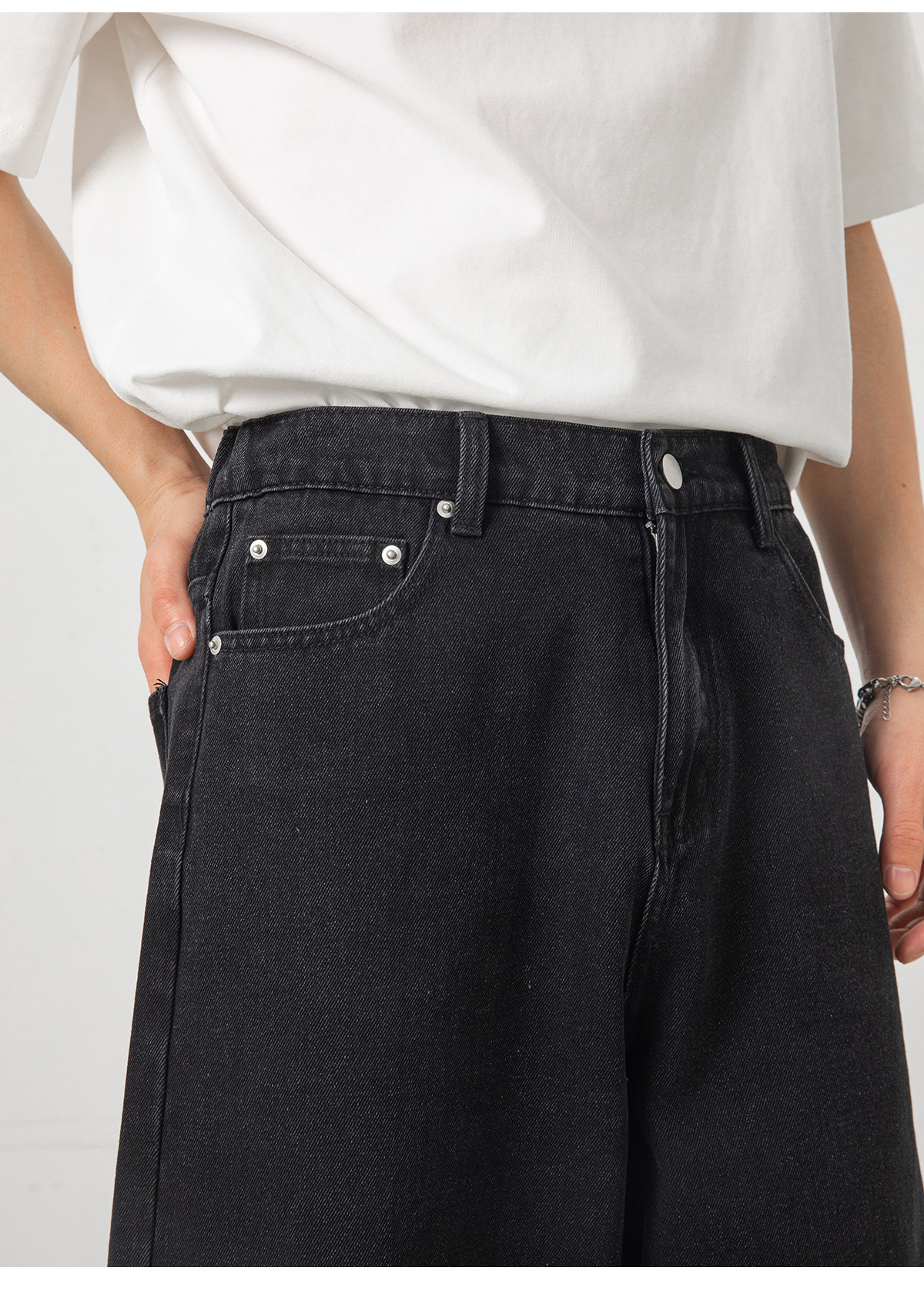 Vintage Washed Black Jeans For Men - High Street American Retro Style Loose Fit Straight Leg Casual Pants_mkmklike.com