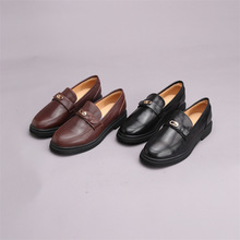 法式复古真皮软底乐福鞋女2025年新款英伦风圆头单鞋一脚蹬小皮鞋