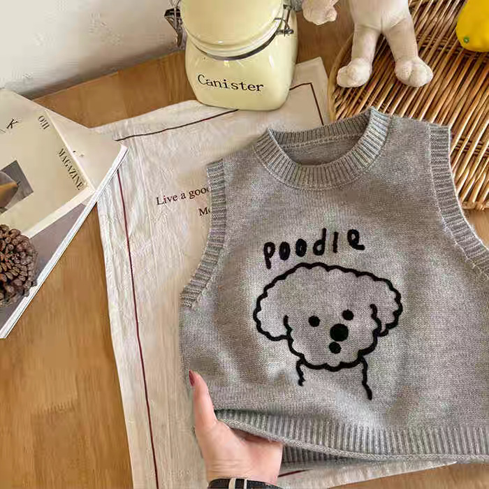 Estrella infantil chaleco primavera y otoño nuevo tipo de camisa de punto de perro sin mangas con suéter de hombro de bebé para niñas