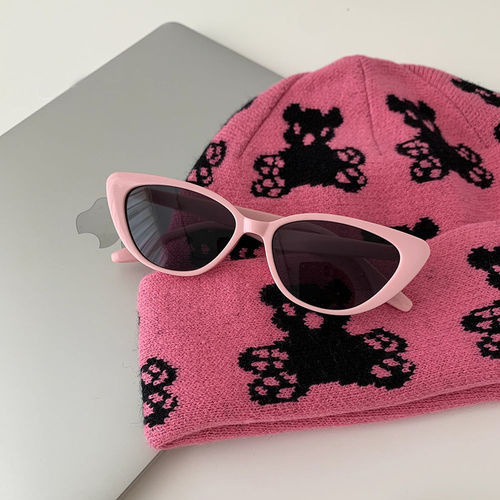 South Korean niche high-end retro cat-eye pink sunglasses for women, sunscreen, face slimming, unisex sun glasses