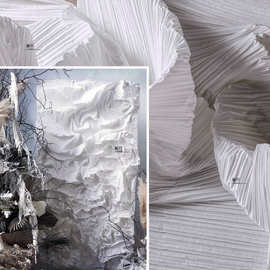 黑白三宅一生压褶可塑百褶褶皱硬挺创意造型背景布婚纱设计师面料