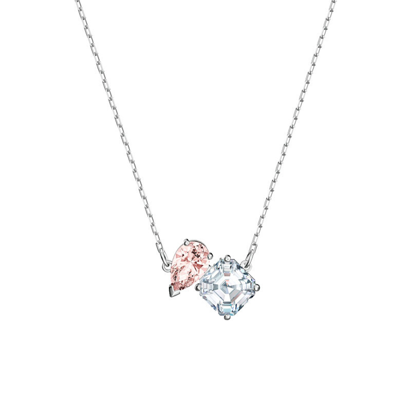 Shijia 1:1 Pair of Beloved Eternal Heart-To-Heart Necklace for Women with Swarovski Element Crystal Heart Clavicle Chain for Women