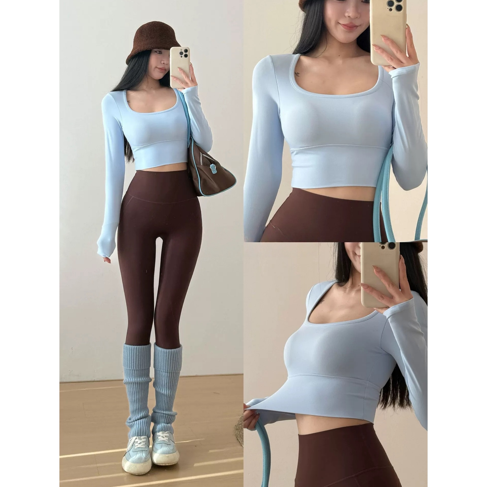 Yoga Sports Fitness Belt Chest Pad Round Neck Long Sleeve Beautiful Back Pilates Top Women's Morning Running Slim Vest 1934