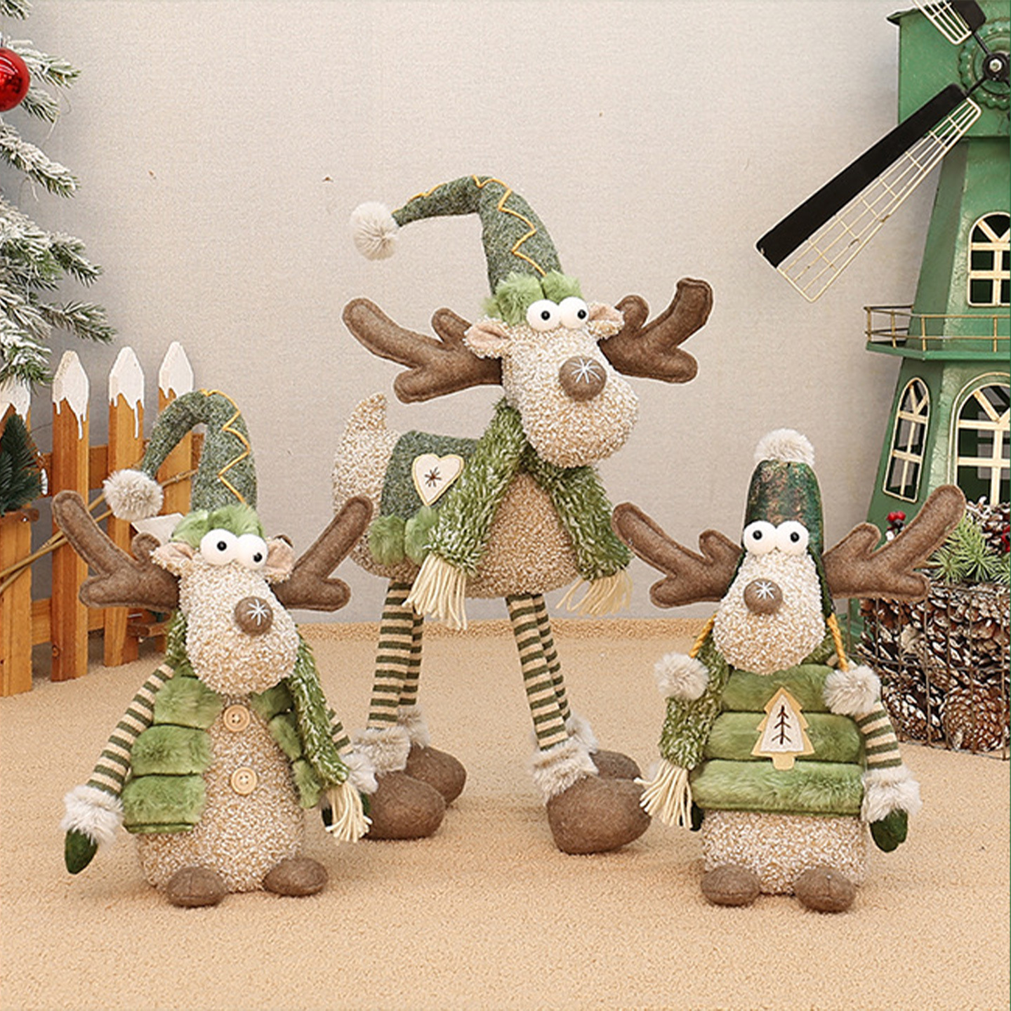 European-Style Christmas Reindeer Plush Decor – Handmade Fabric Stag Doll For Holiday Tabletop, Fireplace & Festive Gift Giving_voghion.com