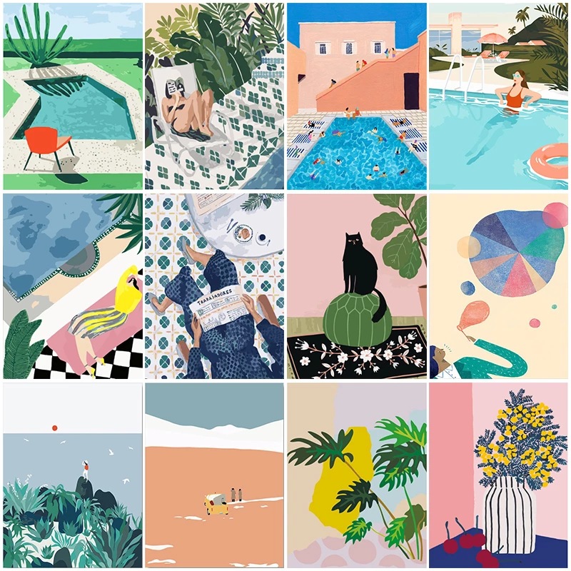 DIY Digital Oil Painting Cross-Border Southeast Asia Shopee Indonesia Philippines Aliexpress Summer Series