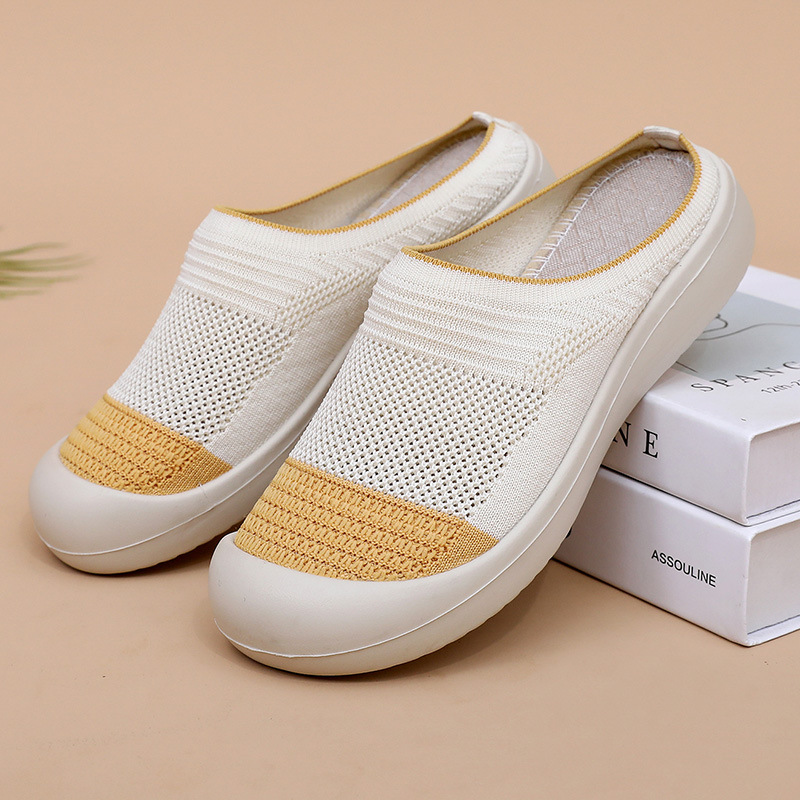 Women's Summer New Fashion Breathable Versatile Non-Slip Wear-Resistant Round Toe Slip-On Shoes Half Slippers_vogvips.com