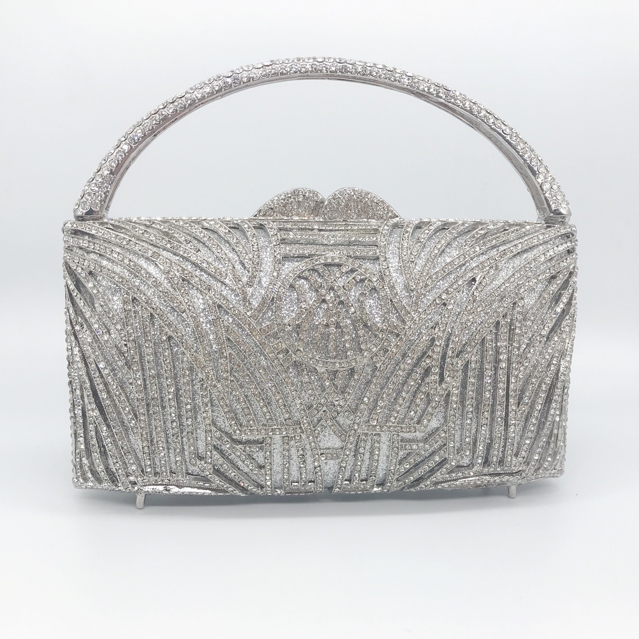 Nuevos productos transfronterizos bolsas de diamantes para la cena, bolsas de diamantes metálicas rígidas, vestidos de banquete, bolsas de mano, cadena de plata