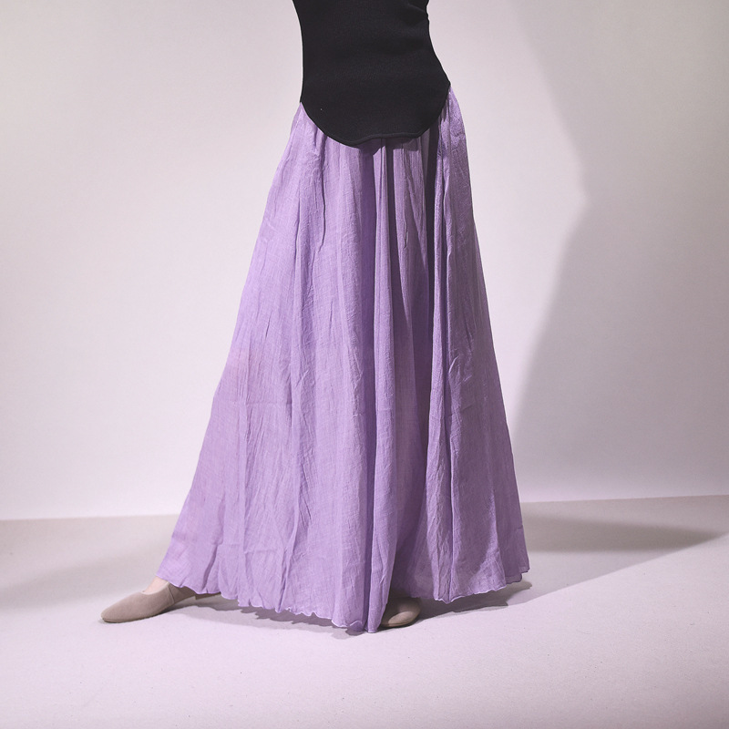 Anti-Wrinkle Cotton and Linen Skirt 2026 Spring New Style Gentle and Flattering High-Waisted A-Line Full-Length Solid Color Vintage Long Skirt