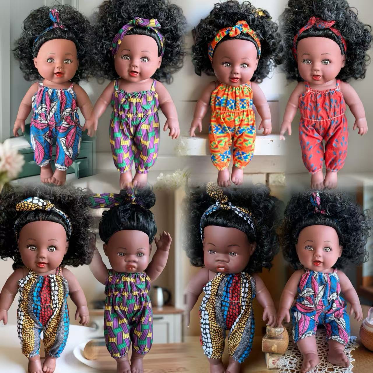 Foreign Trade 12inch Afro 30cm African Girl Dark Skin Realistic Reborn Doll Soft Vinyl Doll