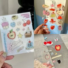 韩系可爱红苹果ins插画果冻贴纸少女心高颜值diy电脑手机壳装饰贴