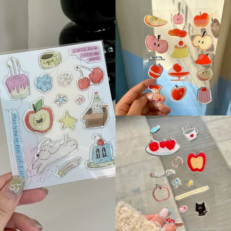 韩系可爱红苹果ins插画果冻贴纸少女心高颜值diy电脑手机壳装饰贴|undefined