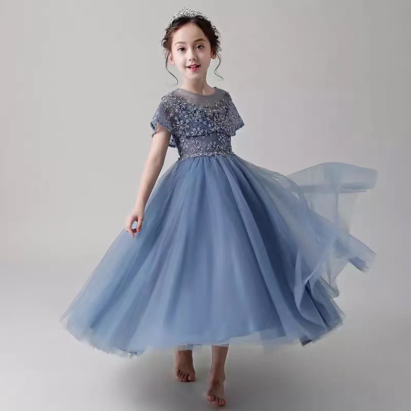 Amazon marfil tul bonita flor niña vestido suave vestido de encaje niños ropa formal encaje