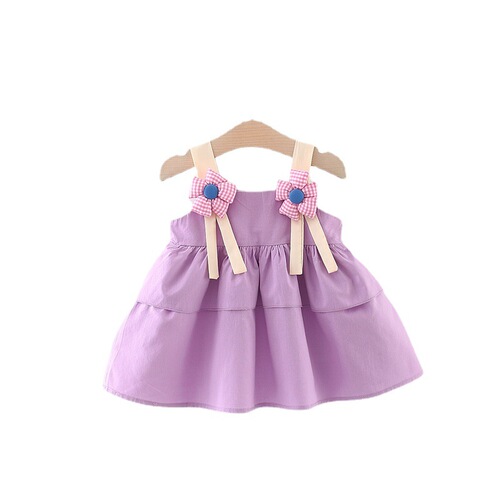 Girls' spaghetti strap summer new 1234 years old baby cotton cute little dress infant stylish princess dress