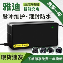 适用适用雅迪灌胶防水型电动车充电器48V60V72VY头三圆针原装1.8A