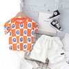 Summer children's cartoon set, summer clothing, jeans, Korean style, with short sleeve, children's clothing