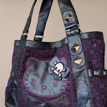 Hellokitty中古款拼接紫色腋下包手提包Y2K甜酷辣妹风秋冬单肩包