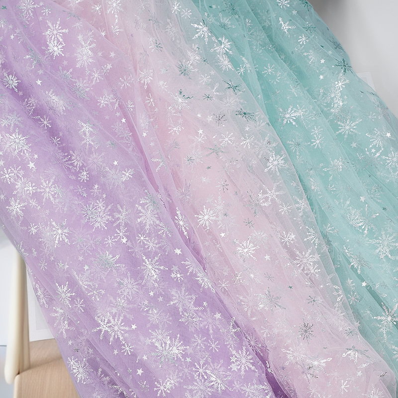 可散剪 烫银 细雪花网眼布料 玩具发饰装饰网纱舞台服装 面料