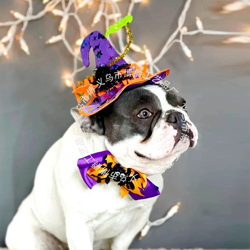 Набор забавных головных уборов для кошек на Хэллоуин: шляпа, бабочка, черная марлевая паучья шапочка