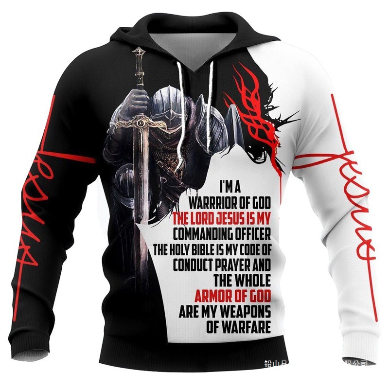 Foreign Trade New Product Hooded Sweatshirt 3D Digital Knights Templar Print Men's Hoodie Factory Direct Sales Order Hip-Hop