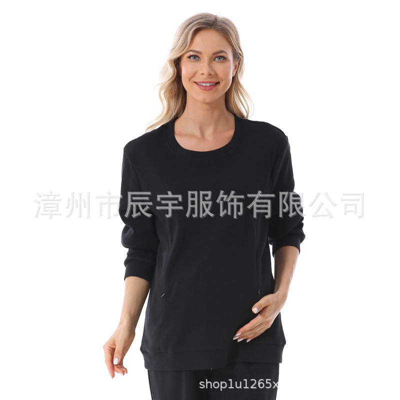 妊婦ファッション春秋服セットは2025気質の衛衣を着ています。|undefined