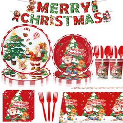 国境を越えたクリスマスパーティーの紙皿装飾児童パーティーセット旗風船セット食器新年パーティー用品