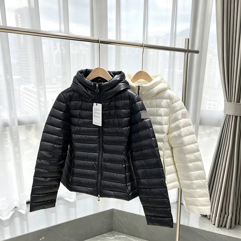 Mengkou Ribbed Down Jacket, Lightweight Women's Igelle Hooded Slim-Fit Waist-Cinching Coat with Warm Down Lining Mengkou Ribbed Down Jacket, Lightweight Women's Igelle Hooded Slim-Fit Waist-Cinching Coat with Warm Down Lining