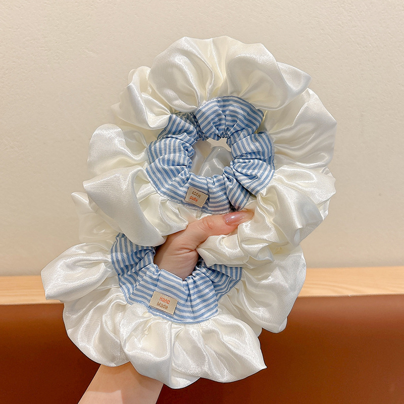 Chica de ballet collar de cabello collar de cabello de encaje a rayas azules de gran tamaño de alta sensación japonesa collar de cabello de cabello dulce