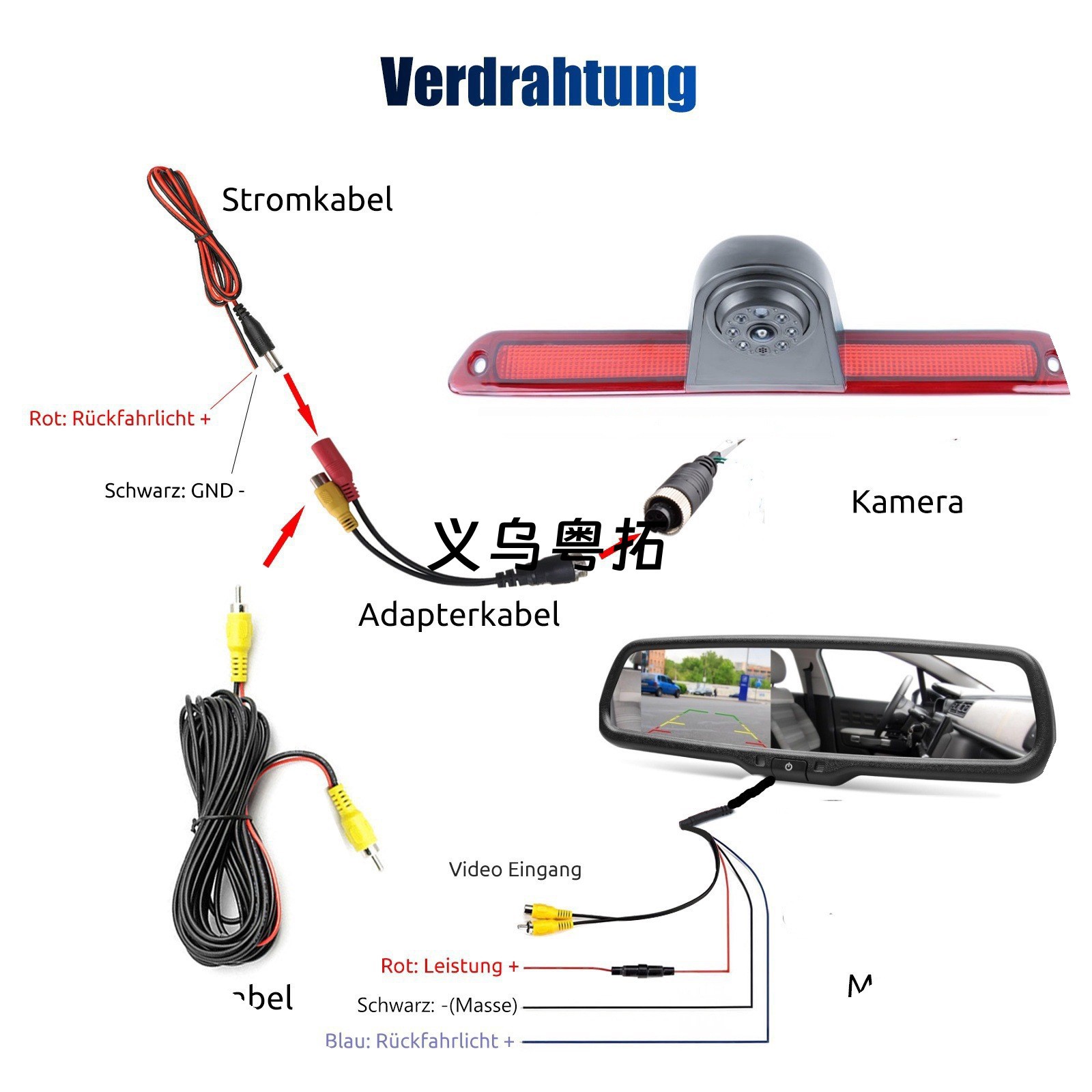 Suitable for Mercedes-Benz Sprinter high-mounted brake light 4.3inch rearview mirror display reversing camera