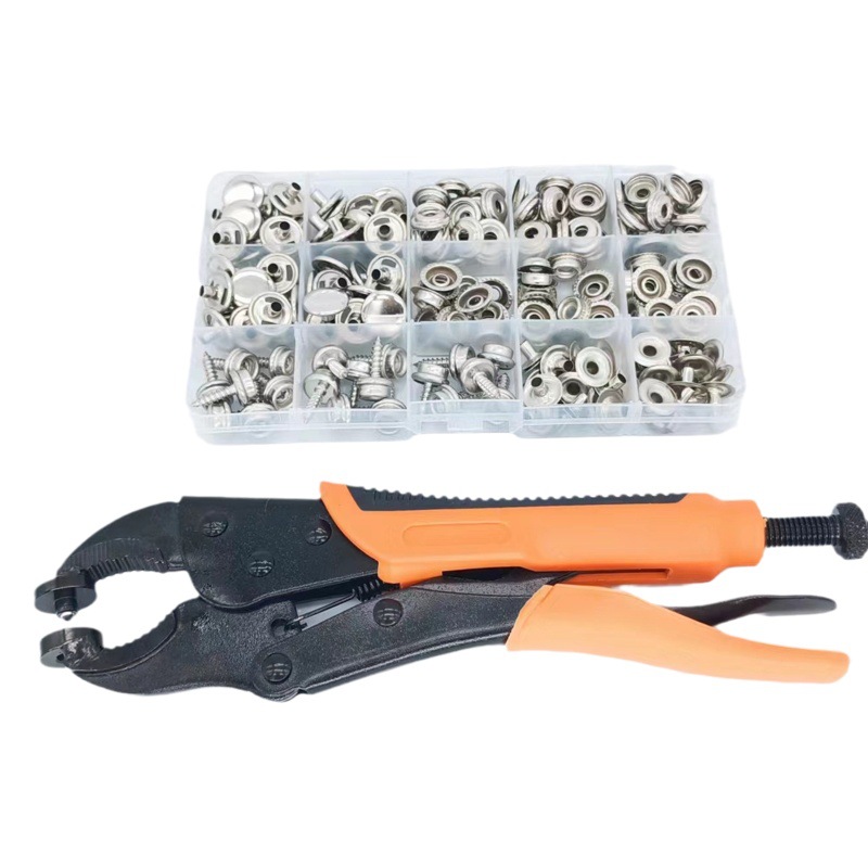 Tornillo transfronterizo hebilla blanca grande hebilla fuerte alicates traje ajustable broche presión alicates en caja