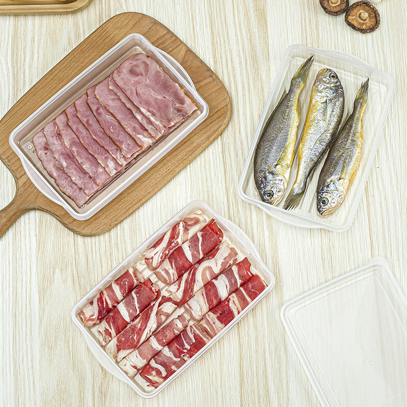 Sanada日本輸入薄切り肉片鮮度保持箱冷蔵庫魚肉魚介類冷凍収納箱プラスチック密封箱|undefined
