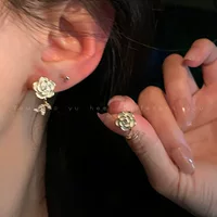 Горний чай? нет. "Mountain tea, demi-season small design earrings, flowered, high-end, light luxury style"