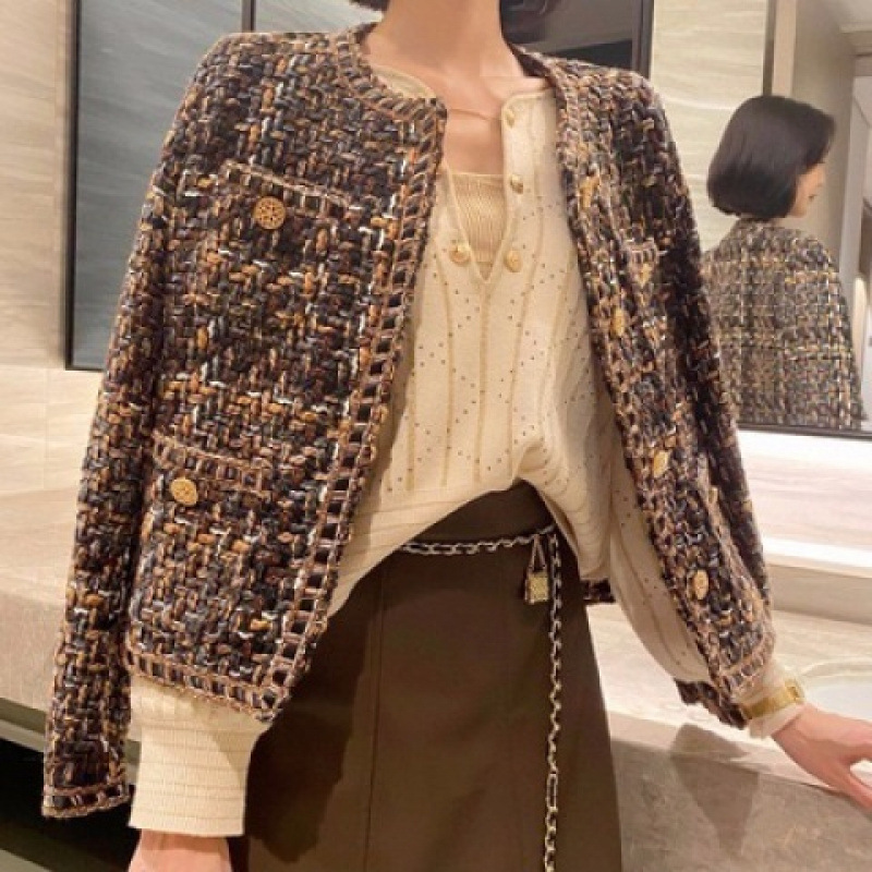 Socialite 2024 Fragrant French Style New Arrival Elegant Tweed Coat All-Match Short Spring and Autumn Top