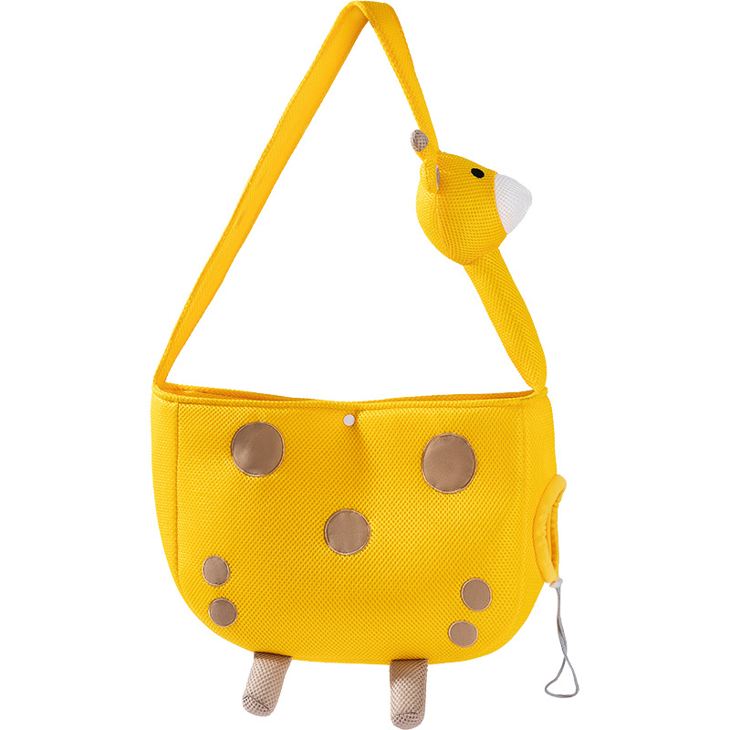 Bolso de salida transpirable con forma de jirafa linda amarilla, gran espacio, bolso de salida ajustable para perros y mascotas de cuatro estaciones