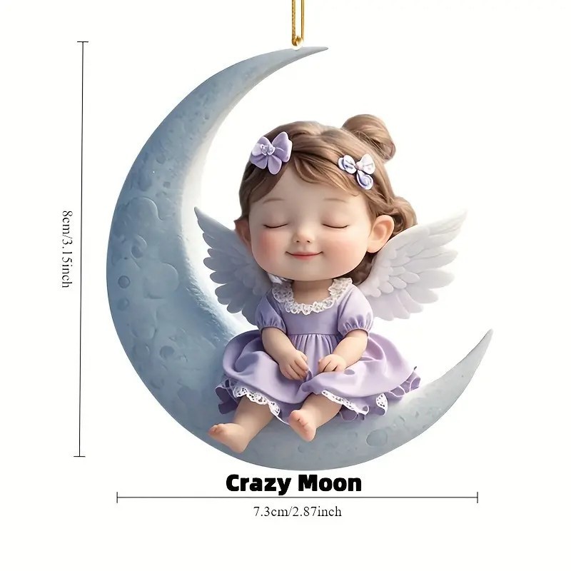 Cross-border nuevo lindo ángel acrílico colgante espejo retrovisor de automóvil colgante plano decoración de regalos de vacaciones