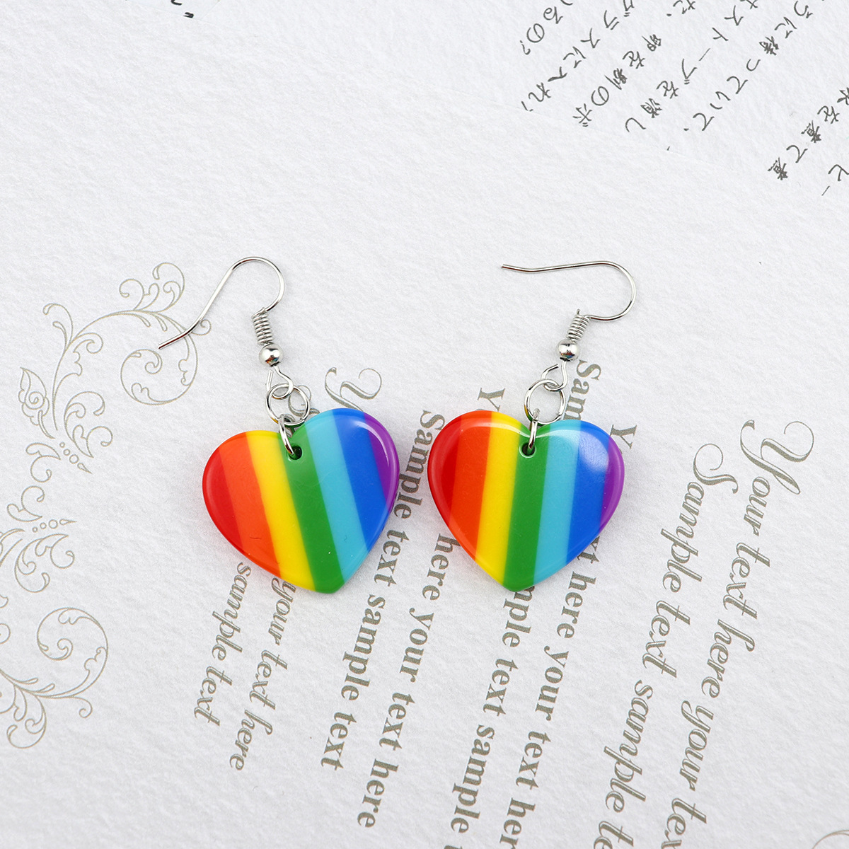 1 Pair Simple Style Heart Shape Resin Plating Women's Drop Earrings display picture 2