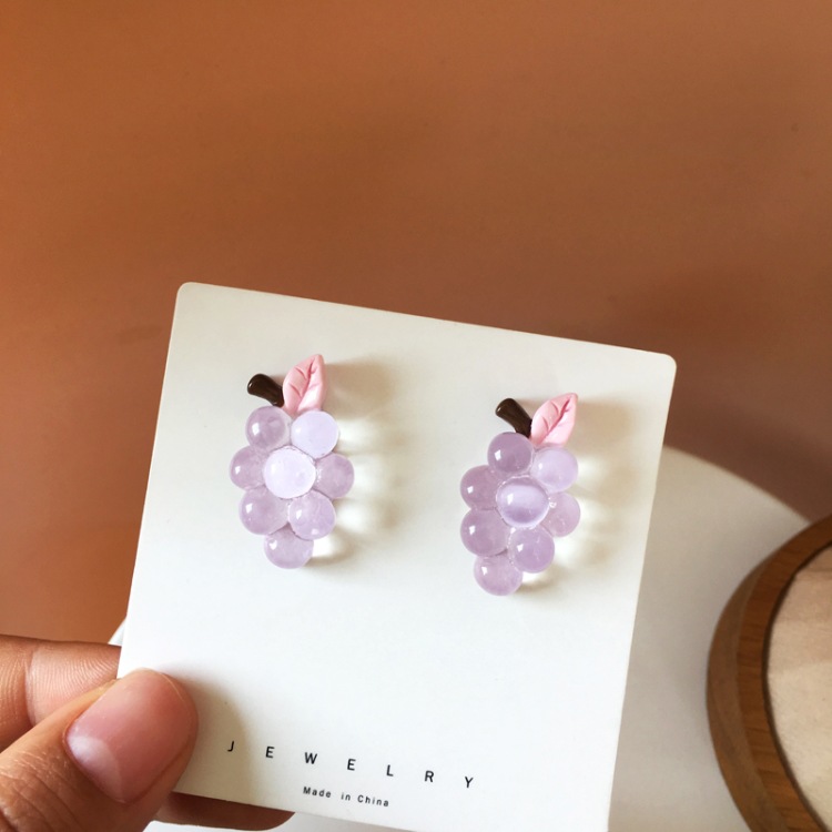 Korean Style Cute Purple Grape Earrings display picture 5