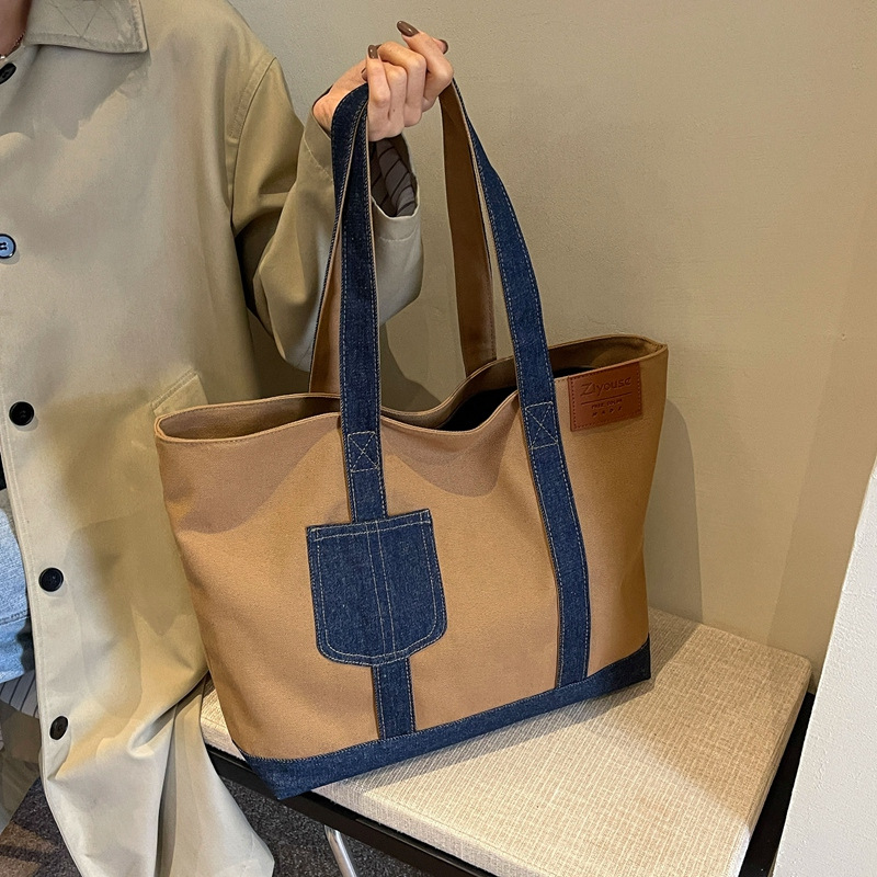 Damen Tragetasche Aus Canvas, Modische Schultertasche Farbig_voghion.com