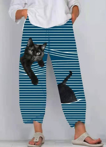 Lino de bambú 2023 nueva primavera suelta moda Impresión digital directa la fábrica pantalones casuales verano