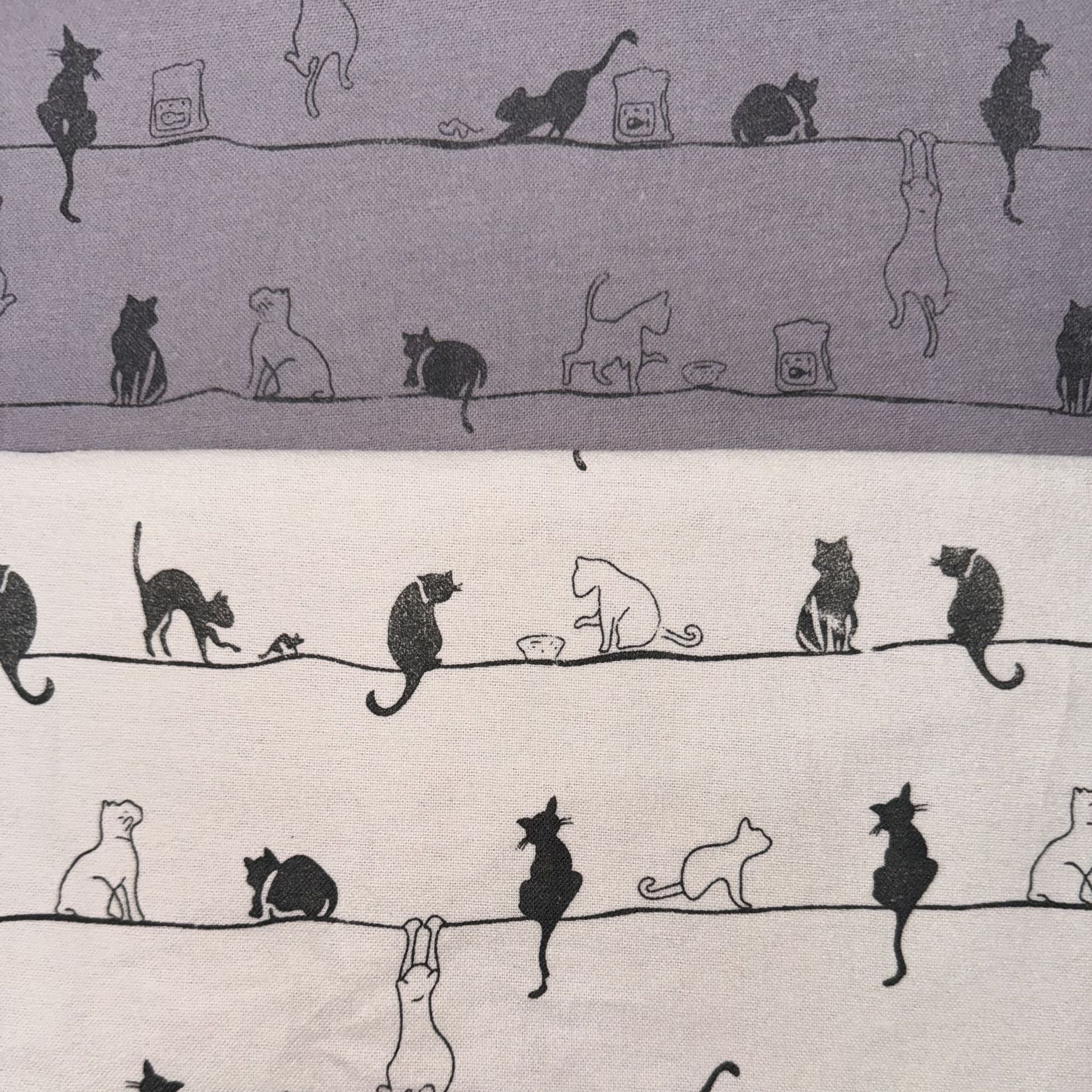 专供出口全棉磨毛法兰绒印花面料卡通猫印花布料小清新童装女装布