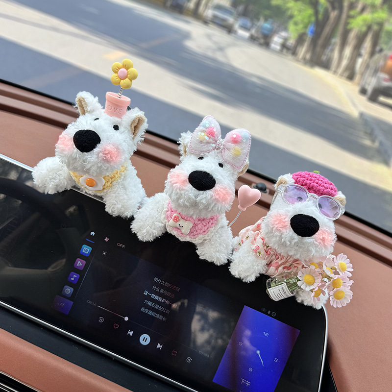 Pantalla de control central de automóviles adorable muñeca West Highlands decoración de automóviles accesorios de automóviles de damas interesantes